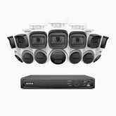 H300 - 2K 3MP 16 Channel PoE Security System with 7 Bullet & 7 Turret Cameras, EXIR 2.0 Night Vision, Motion Detection, H.265+, IP67 Waterproof